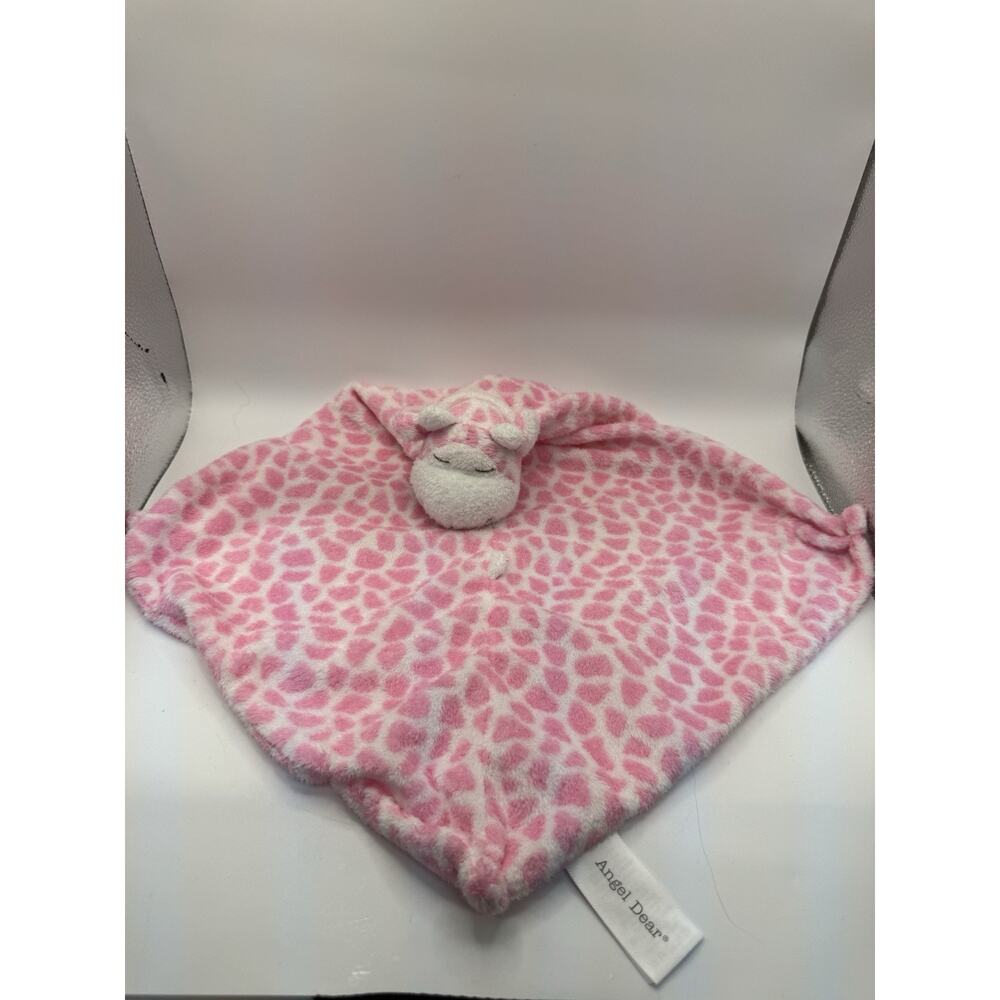 Angel Dear Pink White Giraffe Lovey Baby Security Blanket Plush Toy Spots Print